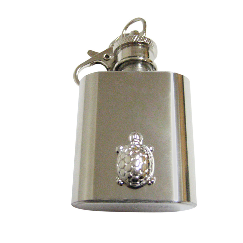 Silver Toned Turtle Keychain Flask - image 1